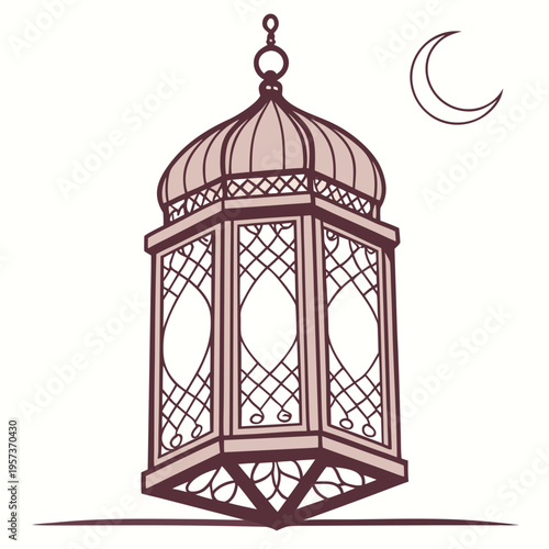Brown Lantern with Crescent Moon traditional decorative