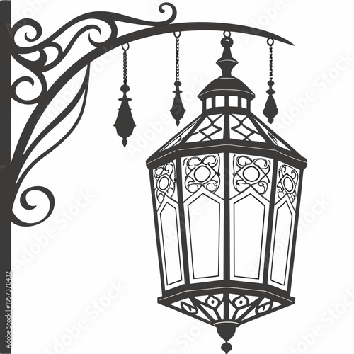 Black Hanging Lantern decorative metalwork