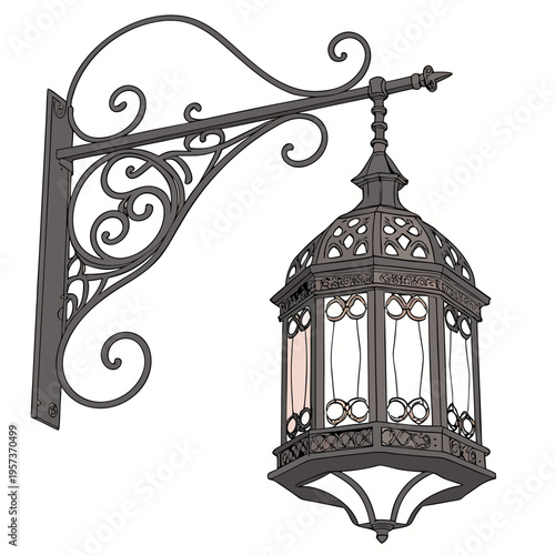 Gray Metal Lantern with Glass Panels gray lantern hanging lantern