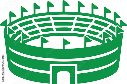 Green Sports Stadium Icon Vector Illustration

