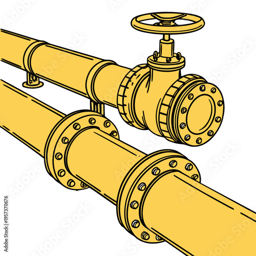 Yellow industrial pipes with valves yellow pipes pipeline