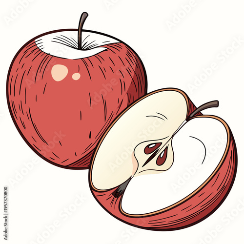 Red Apple Cut in Half cut apple fruit healthy snack