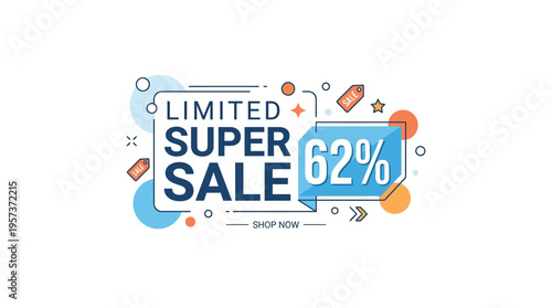Limited Super Sale Banner with 62% Discount
