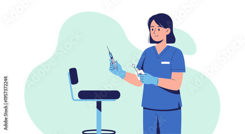 Nurse Preparing Syringe for Vaccination or Injection, Medical Procedure
