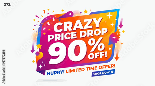 Crazy Price Drop 90% Off Sale Banner