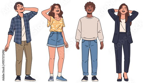 Diverse group of happy young adults laughing together