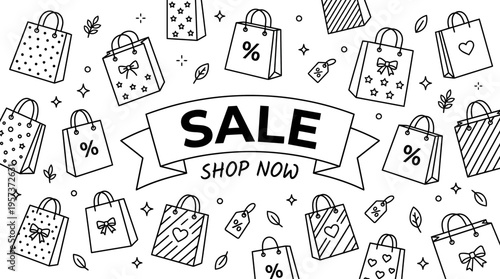 Black and White Shopping Sale Banner Design