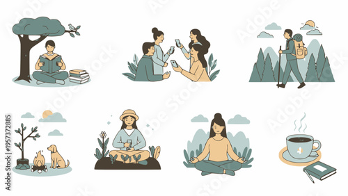 People enjoy quiet leisure activities outdoors.