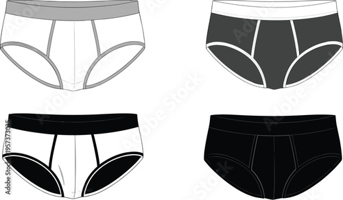 Four pairs of men's briefs in white grey black and dark grey men's underwear underpants