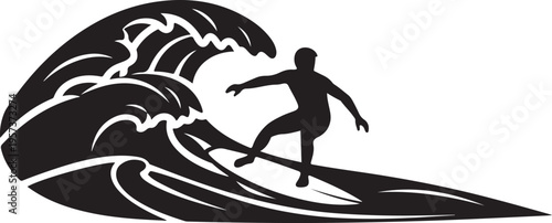 A silhouette of a man surfing on a wave