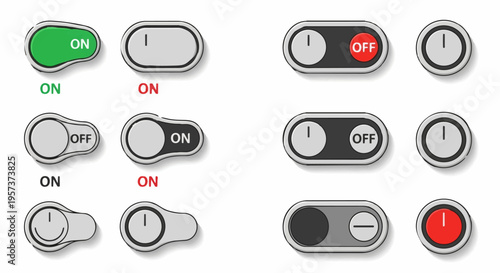 Variety of switch line art illustrations showcase different toggle buttons and controls