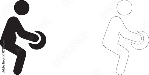 Squat with ball. Vector icon.