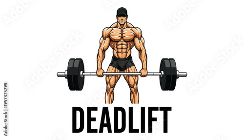 A muscular man performing a deadlift exercise with a heavy barbell weight