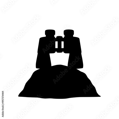 Binoculars on rock icon