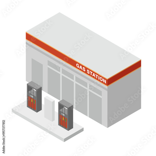 ガソリンスタンドの建物イラスト