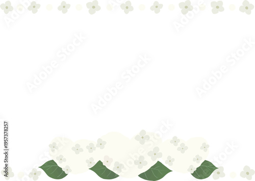 White Heart Hydrangea Floral Frame for Wedding Invitation A4 Template Vector Isolated | Elegant Japanese Style Border Design 白いハート紫陽花のフレーム（A4・招待状テンプレート）ベクター｜背景透過・上品な和風ウェディング素材
