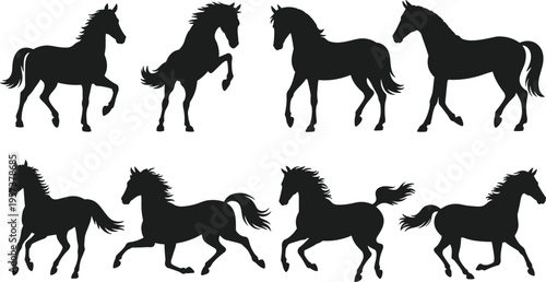 Black silhouette collection of vintage motor scooters and classic mopeds from various angles isolated on white background for urban transportation.