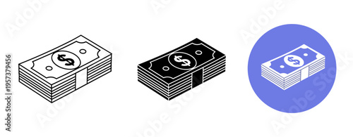 Monochrome dollar bill stacks with blue overlay