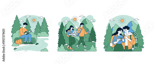 Outdoor Activities with Friends Vector Illustration
