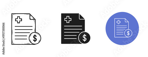 Medical documents with dollar sign symbols in various styles