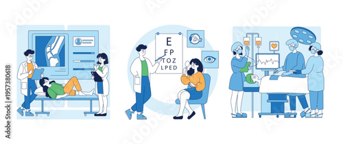 Medical Checkups and Procedures Vector Illustration