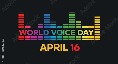 World Voice Day colorful sound wave equalizer graphic isolated on transparent background