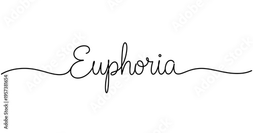 Elegant cursive euphoria text with decorative swirls. No editable strokes