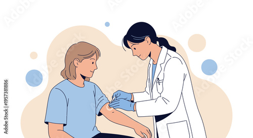 Doctor administering vaccine to patient's arm, healthcare concept