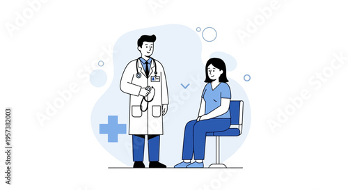 Doctor consulting patient in clinic, medical consultation, healthcare concept