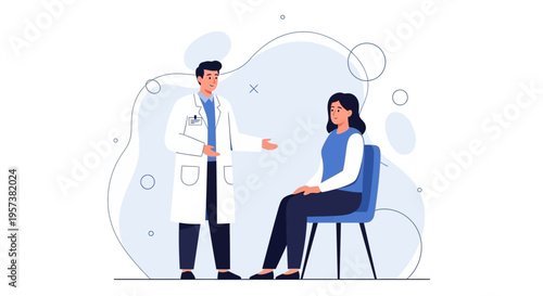 Doctor consulting patient in clinic, medical consultation, healthcare concept