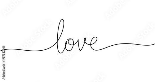 Elegant minimalist love handwriting in black on white background. No editable strokes