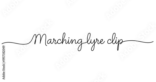 Elegant script of marching lyre clip typography design. No editable strokes