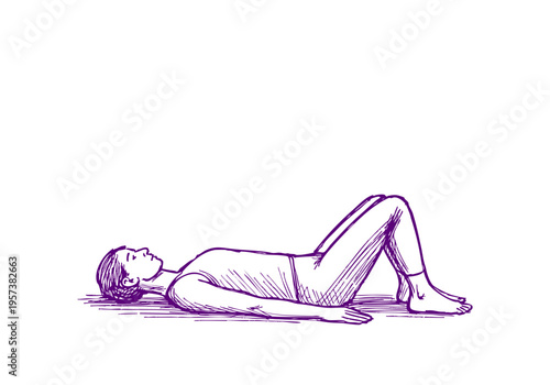 Pilates hand drawn simple sketch vector illustration