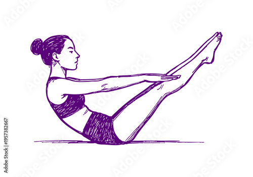 Pilates hand drawn simple sketch vector illustration