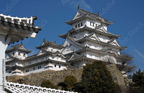 Himeji Castle in Himeji, Japan, on a sunny day