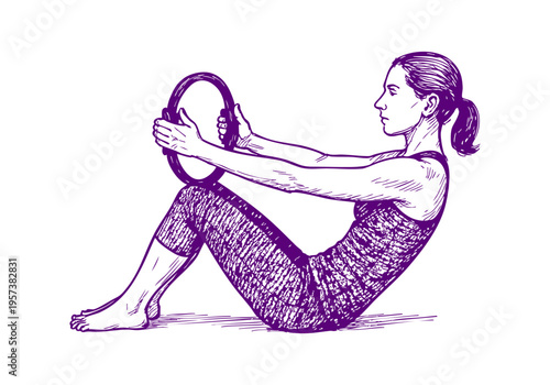 Pilates hand drawn simple sketch vector illustration