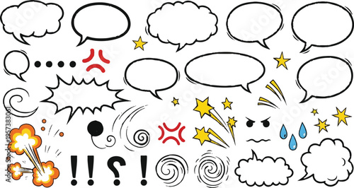 Chalky hand drawn crayon speech bubble collection for creative communication and design projects Hand drawn doodle speech bubbles and comic text expressions