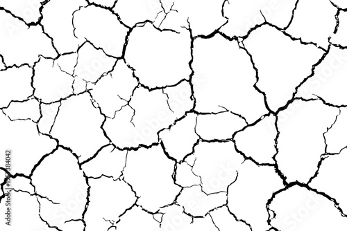Cracked texture pattern isolated on white background