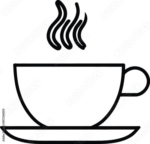 A steaming cup of coffee on a saucer, offering warmth and a morning pick-me-up.