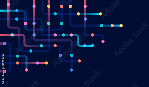 Circuit connect lines. Network technology and Connection concept. Decentralized network nodes connections