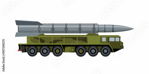 Illustration of a military missile launcher on a wheeled vehicle