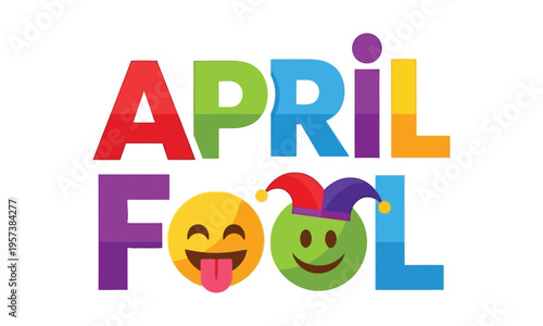 Vibrant april fool's day graphic with emoticons
