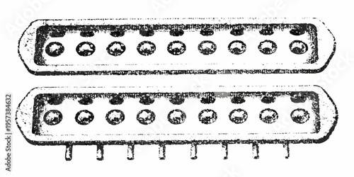 Two vintage db9 serial port connectors top and bottom views