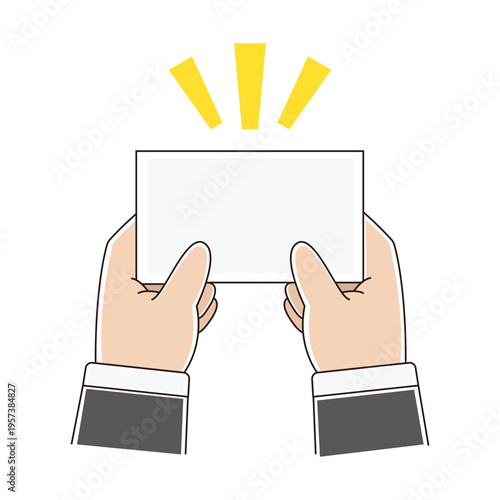 名刺を差し出す手のカラーイラスト