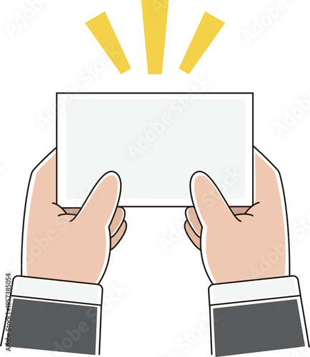 名刺を差し出す手のカラーイラスト