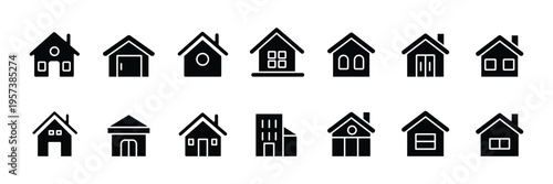 Home Line Icon Set – House, Home Automation, Security, Energy, Temperature and Smart Device Outline Vector Icons Collection