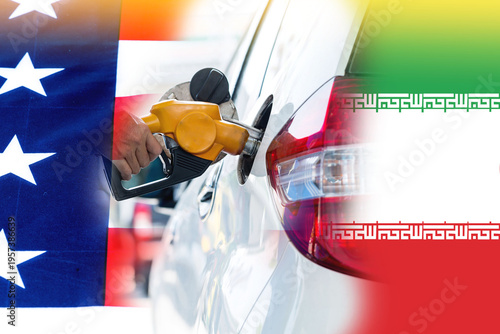Fnergy crisis  gasohol, gasoline ,benzine and diesel,  at a gas station ,high price gasoline during  Israel,Venezuela,America,Iran,Russian and Ukraine  war concept.