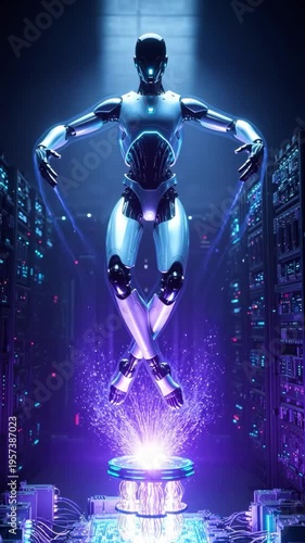 generated animation. Mystical cyber Ascension