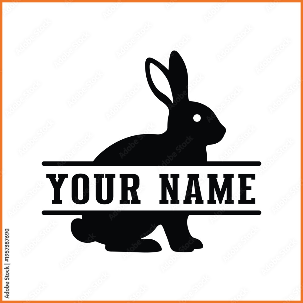 Fototapeta premium Split Rabbit Monogram Frame with Cute Bunnies for Personalized Easter Design
