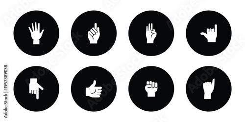 Hand Gesture Line Icon Set Touch, Swipe, Click, Tap and Finger Gestures Outline Vector Icons for Mobile UI, App Interface and Touchscreen Interaction . eps10